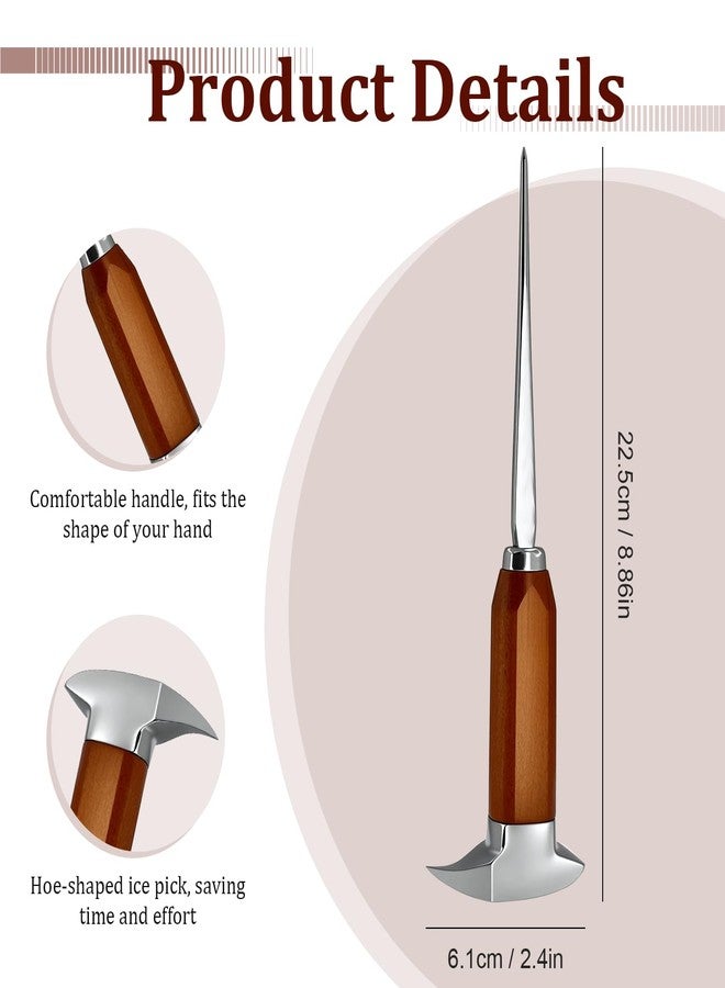 MOASIOP Ice pick for breaking ice, 8.85-inch long ice pick with wooden handle, stainless steel ice pick tool, suitable for kitchen, bar, bartender, home and commercial use. - Image 2